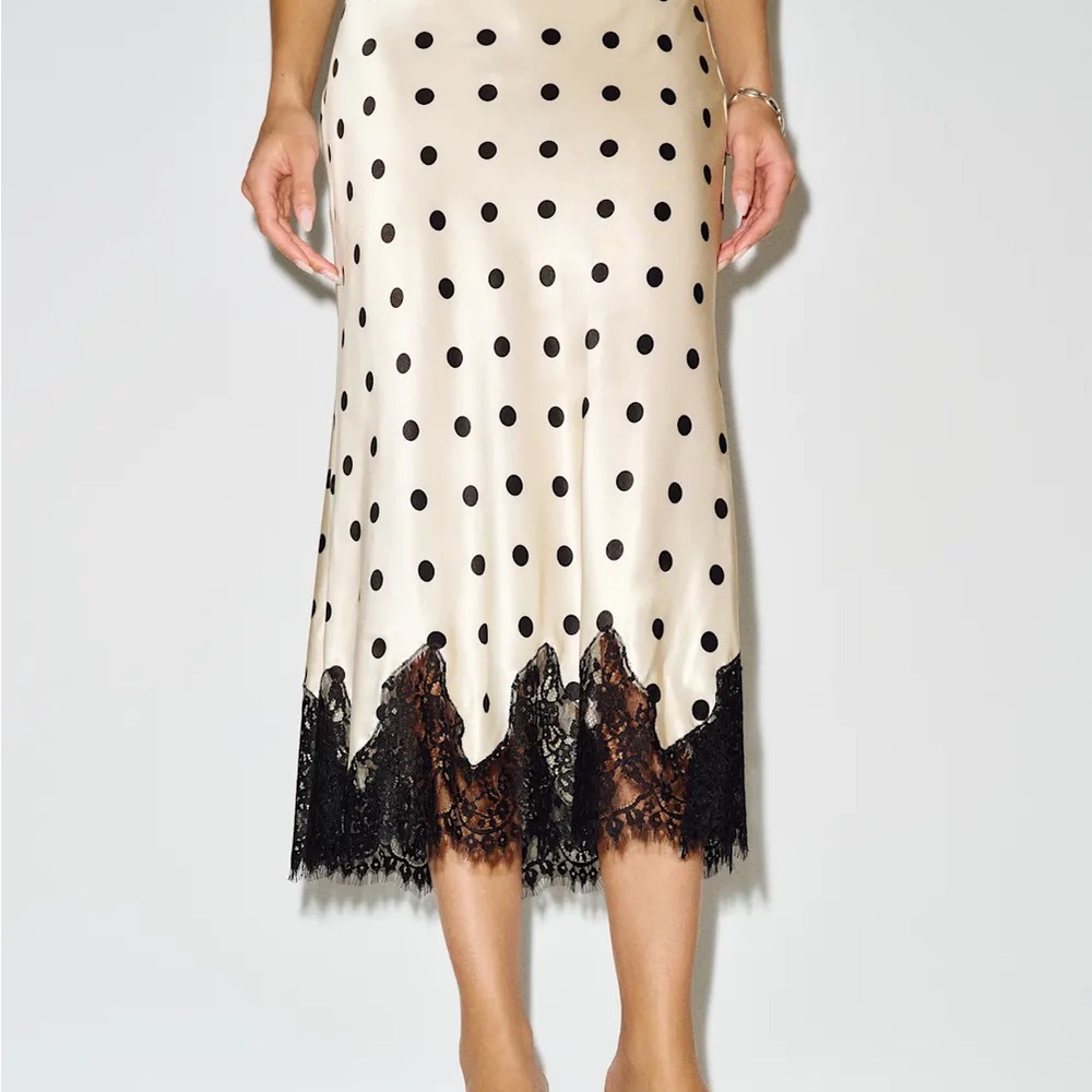 Reformation Carolina Silk Skirt in Seasonal - Sundae Dot nwt